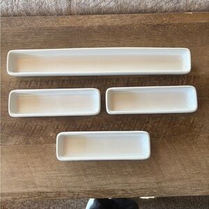 The Pampered Chef White Ceramic Serving Tray Set